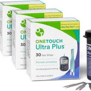 OneTouch Ultra Plus 90 Test Strips Diabetes Blood Sugar